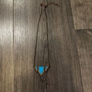 Blue and Gold Geometric Necklace